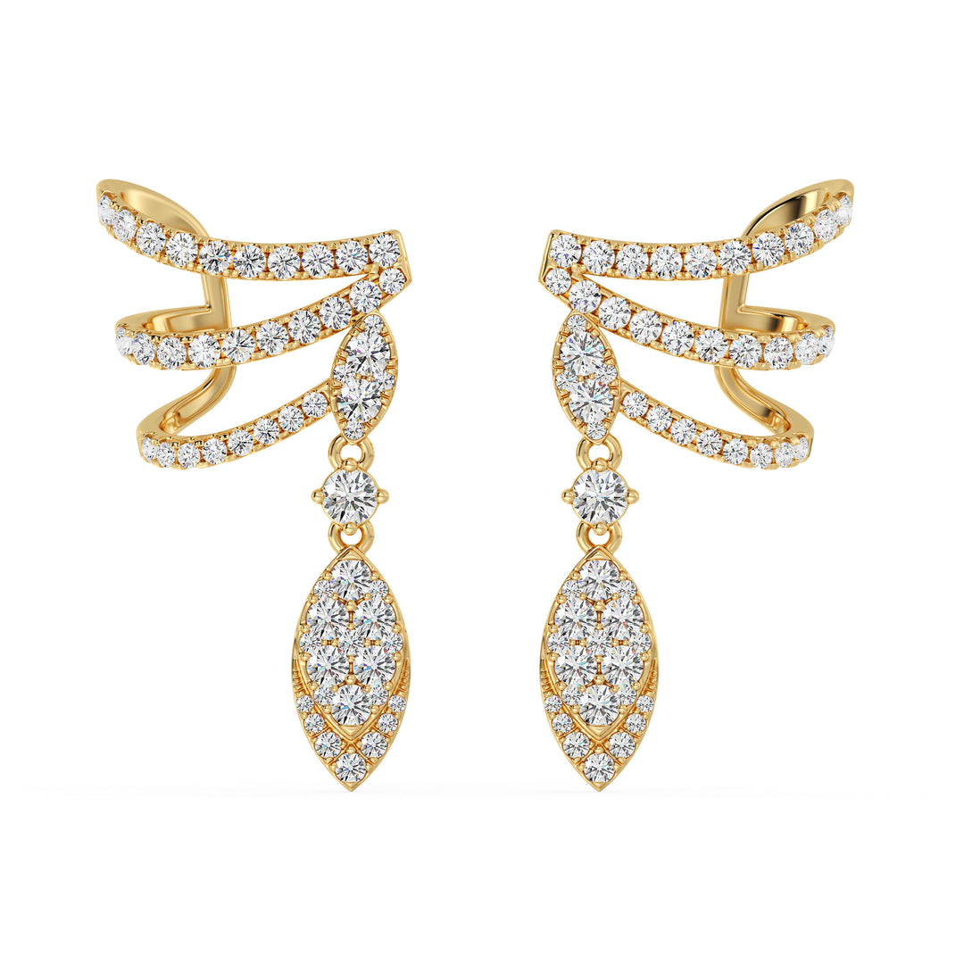 Elegant Solid Gold Lab-Grown Diamond Earrings for Women