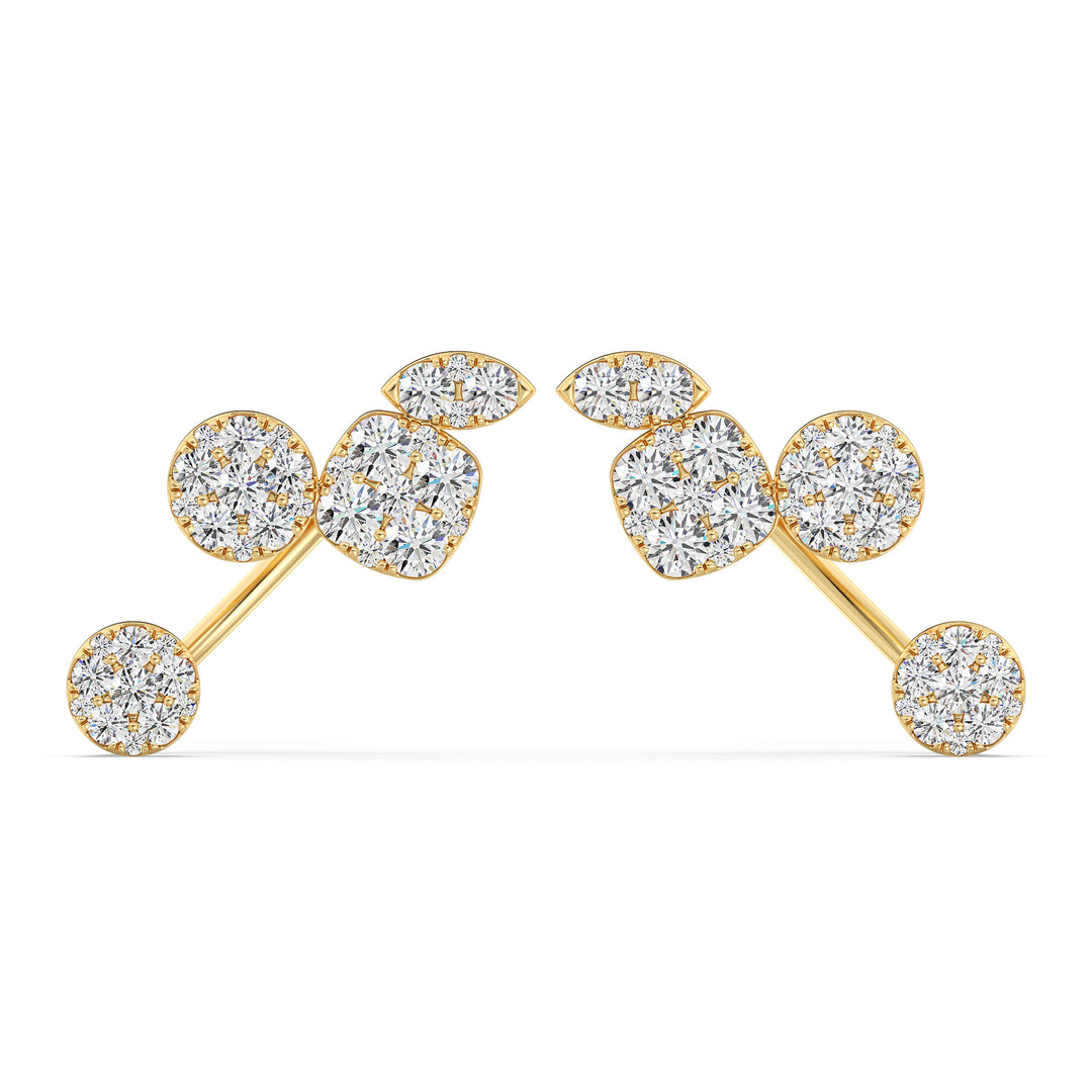 Elegant 18KT Yellow Gold Lab-Grown Diamond Stud Earrings for Women – Round-Cut Diamonds with Timeless Sparkle and Style