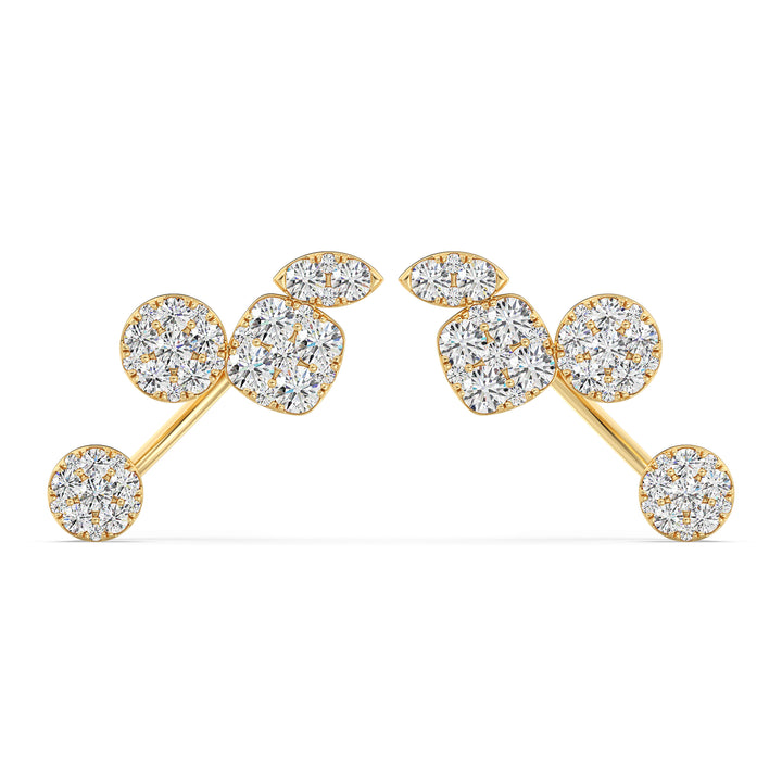 Elegant 18KT Yellow Gold Lab-Grown Diamond Stud Earrings for Women – Round-Cut Diamonds with Timeless Sparkle and Style