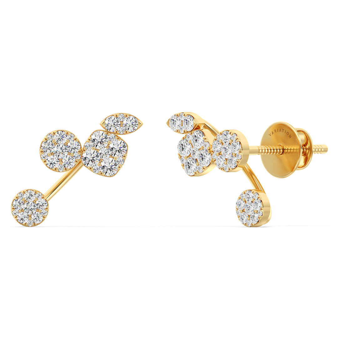 Elegant 18KT Yellow Gold Lab-Grown Diamond Stud Earrings for Women – Round-Cut Diamonds with Timeless Sparkle and Style