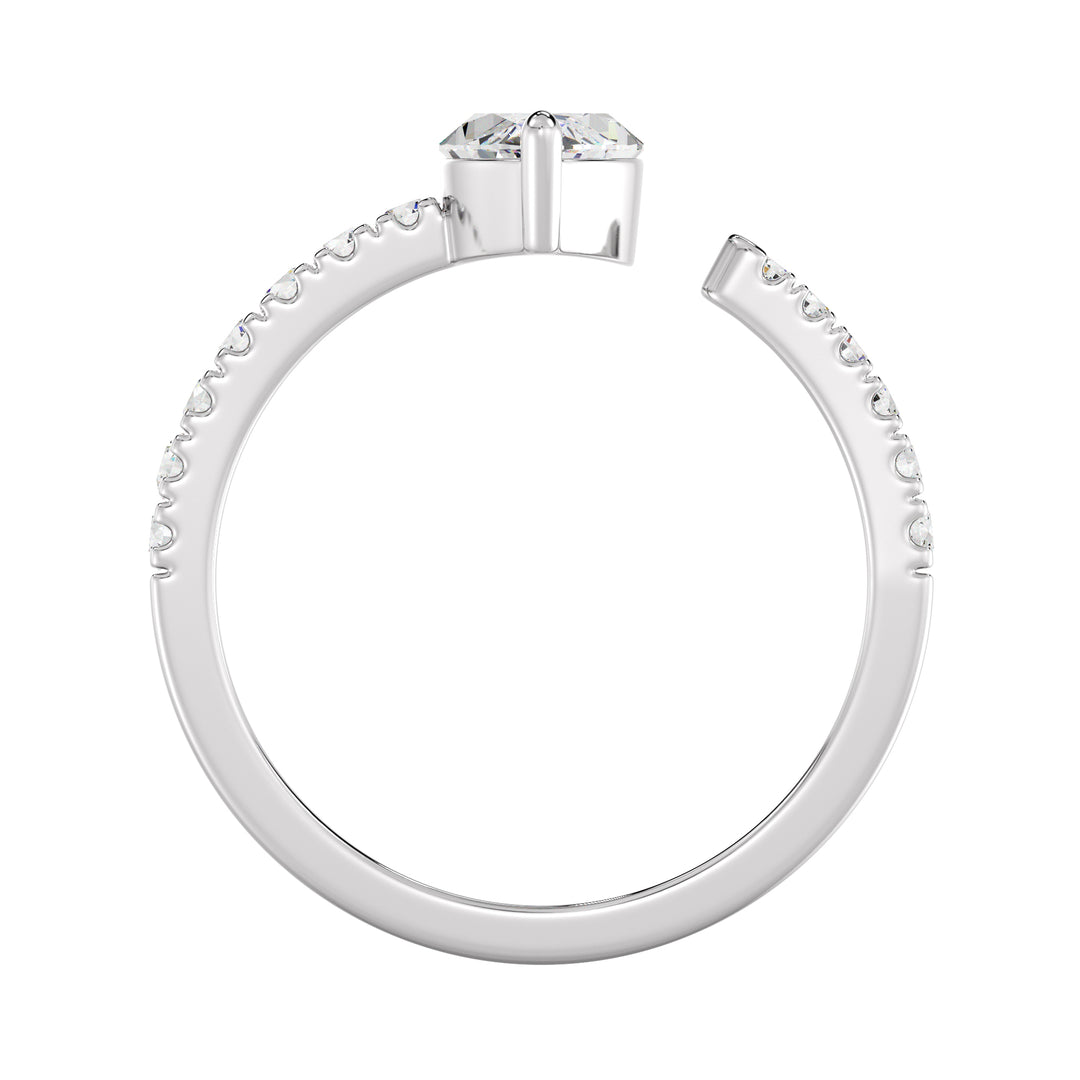 Elegant Marquise-Cut Lab-Grown Diamond Open Cuff Pavé Engagement Ring in 18K White Gold with a 1ct marquise center stone and 0.23ct round side stones