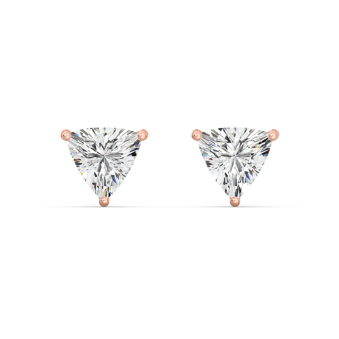 IGI-Certified Trillion Diamond Studs in Rose Gold