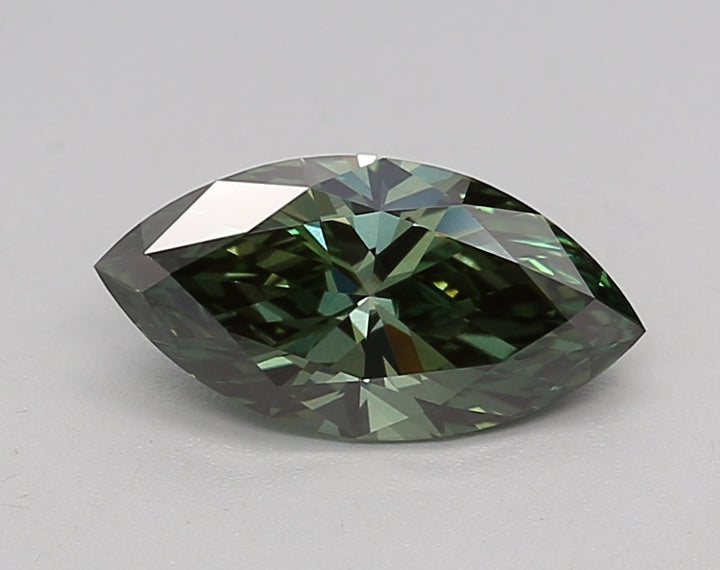 IGI CERTIFIED 1.01 CT MARQUISE LAB-GROWN DIAMOND, VS1, FANCY VIVID BLUISH GREEN