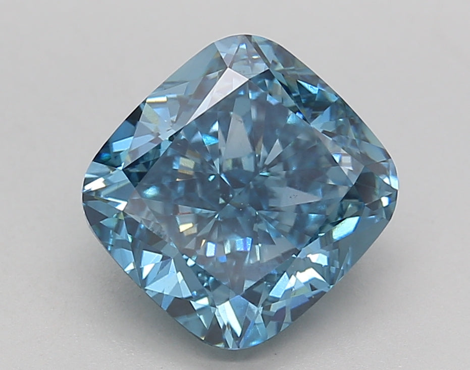 IGI Certified 3.03 CT Fancy Vivid Blue Cushion-Cut Lab-Grown Diamond