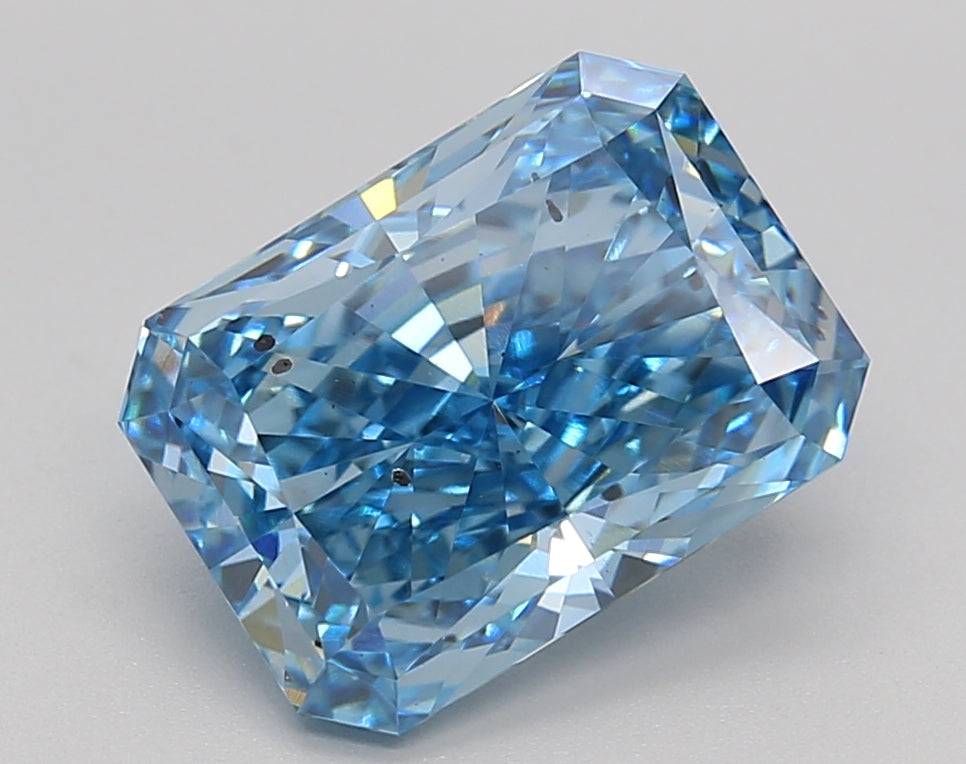 IGI Certified 3.50 CT Radiant Cut Lab Grown Diamond - Fancy Vivid Blue, SI1 Clarity