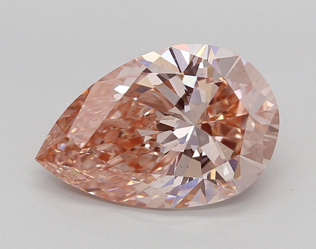 IGI Certified 3.98 ct Pear Cut Lab Grown Diamond Fancy Vivid Pink VS1