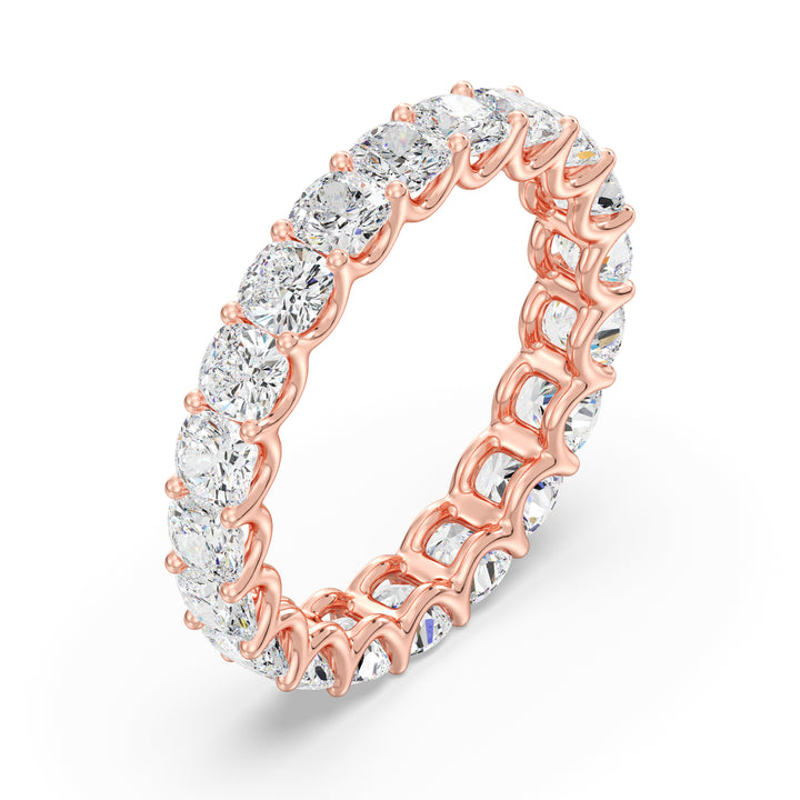 Lab-Grown Cushion-Cut Diamond Scallop Eternity Band in 18K Gold