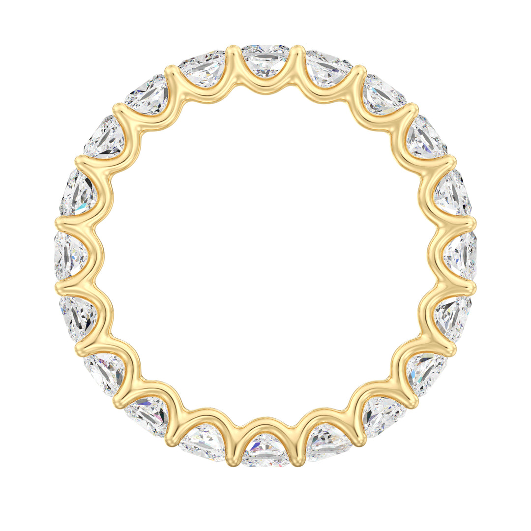 Lab-Grown Cushion-Cut Diamond Scallop Eternity Band in 18K Gold