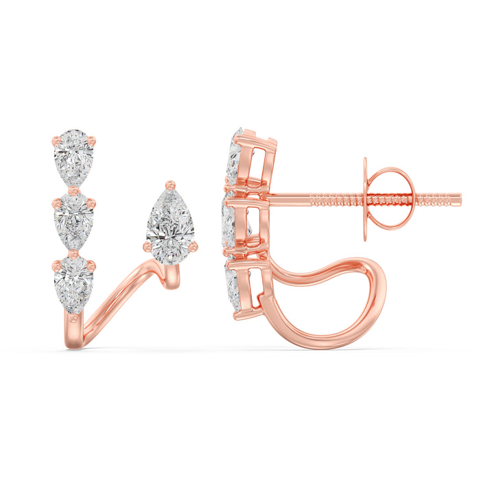 Pear Lab-Grown Diamond Stud Earrings in 18KT Rose Gold showcasing 8 stunning pear-cut diamonds