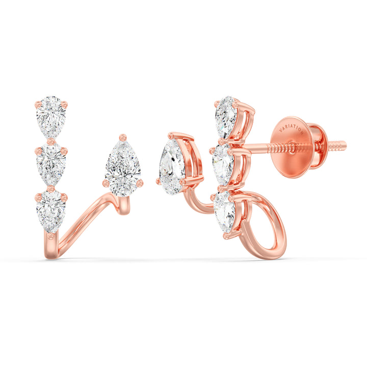 Pear Lab-Grown Diamond Stud Earrings in 18KT Rose Gold showcasing 8 stunning pear-cut diamonds