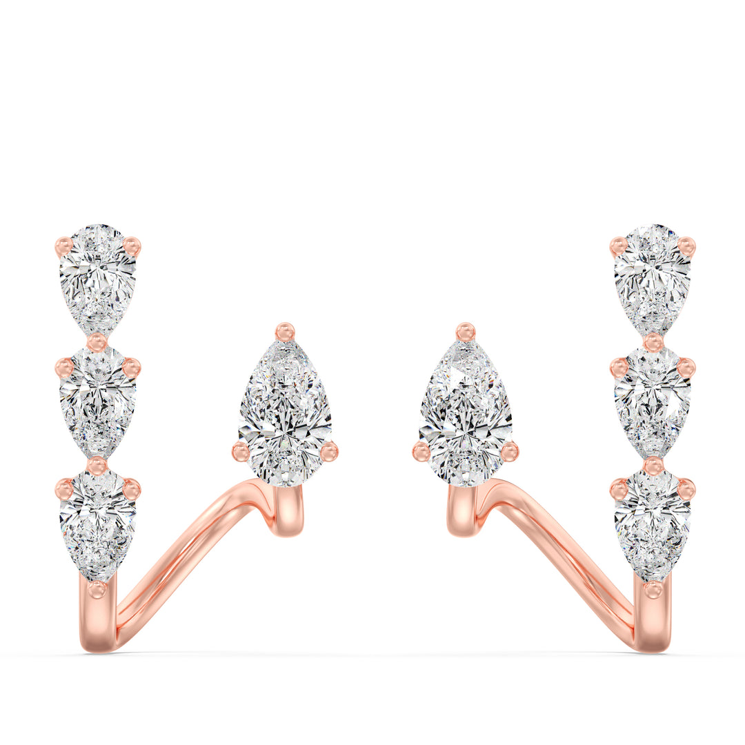 Pear Lab-Grown Diamond Stud Earrings in 18KT Rose Gold showcasing 8 stunning pear-cut diamonds