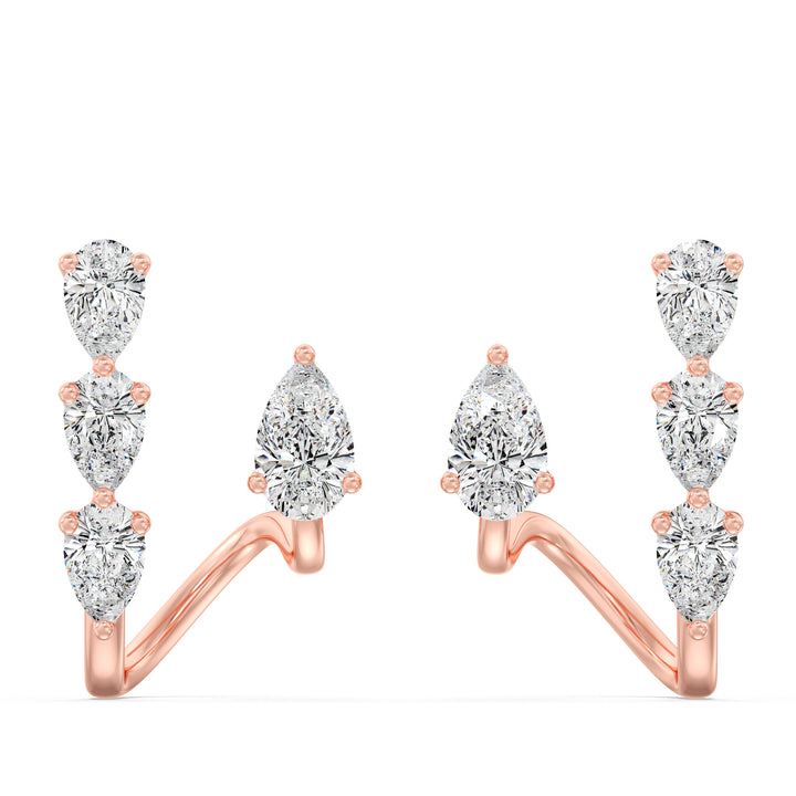 Pear Lab-Grown Diamond Stud Earrings in 18KT Rose Gold showcasing 8 stunning pear-cut diamonds