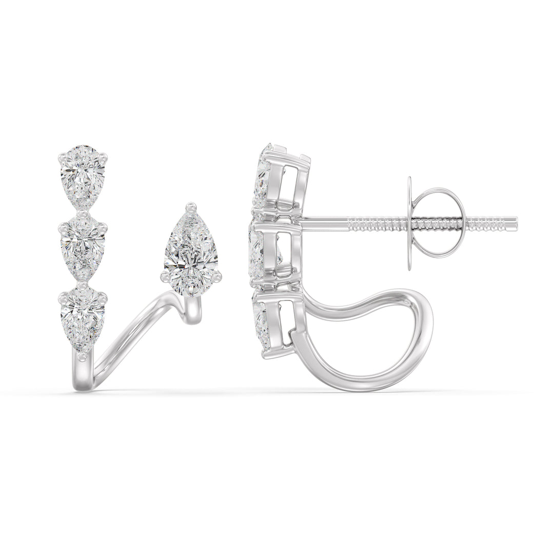 Pear Lab-Grown Diamond Stud Earrings in 18KT White Gold adorned with 8 sparkling pear-cut diamonds