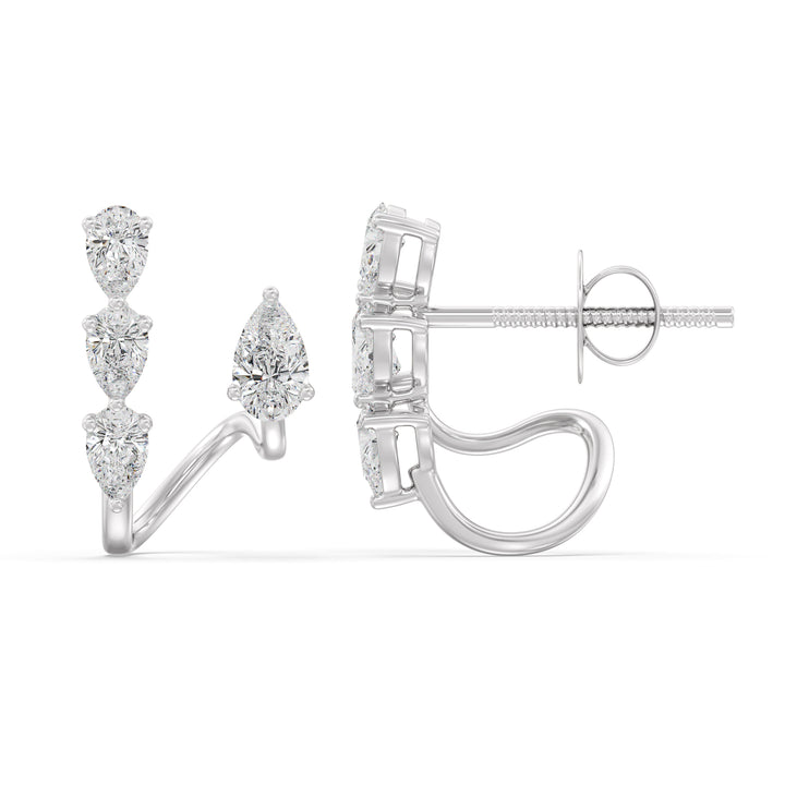 Pear Lab-Grown Diamond Stud Earrings in 18KT White Gold adorned with 8 sparkling pear-cut diamonds