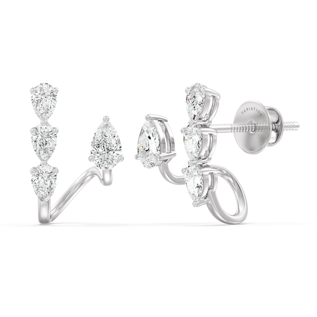 Pear Lab-Grown Diamond Stud Earrings in 18KT White Gold adorned with 8 sparkling pear-cut diamonds