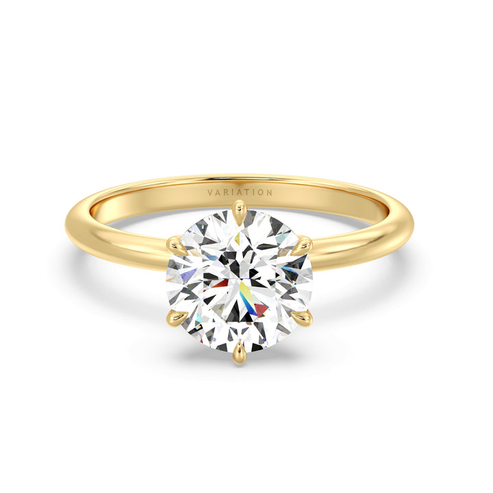 Timeless 6-Prong Round Lab-Grown Diamond Solitaire Petal Engagement Ring in 18K Gold