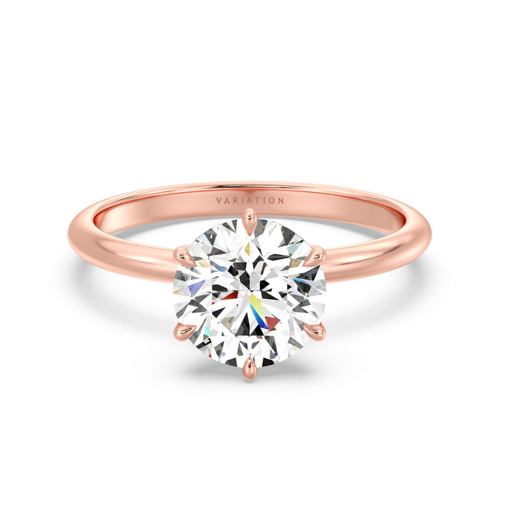 Timeless 6-Prong Round Lab-Grown Diamond Solitaire Petal Engagement Ring in 18K Gold