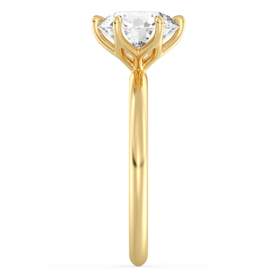 Timeless 6-Prong Round Lab-Grown Diamond Solitaire Petal Engagement Ring in 18K Gold