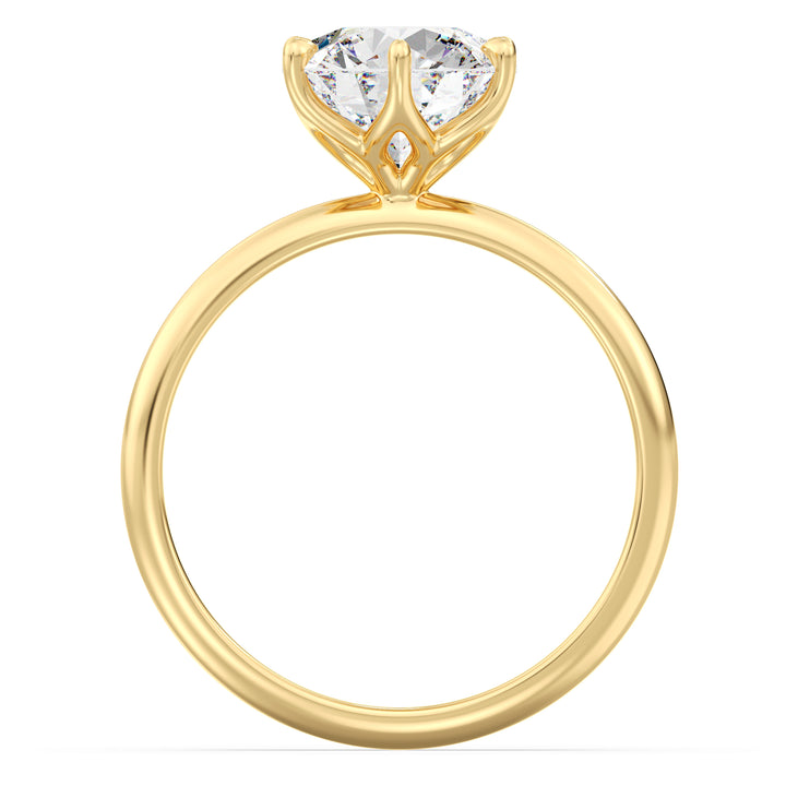 Timeless 6-Prong Round Lab-Grown Diamond Solitaire Petal Engagement Ring in 18K Gold