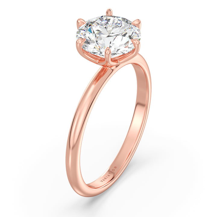 Timeless 6-Prong Round Lab-Grown Diamond Solitaire Petal Engagement Ring in 18K Gold