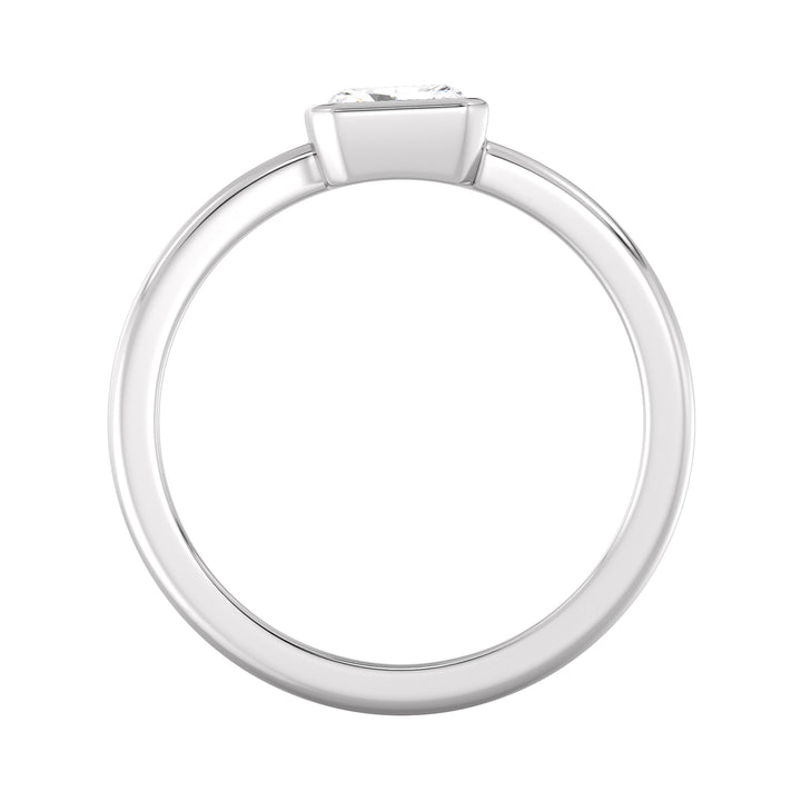 Radiant-Cut Dual Stone Lab-Grown Diamond Spiral Statement Ring in White Gold with 18K Bezel Setting