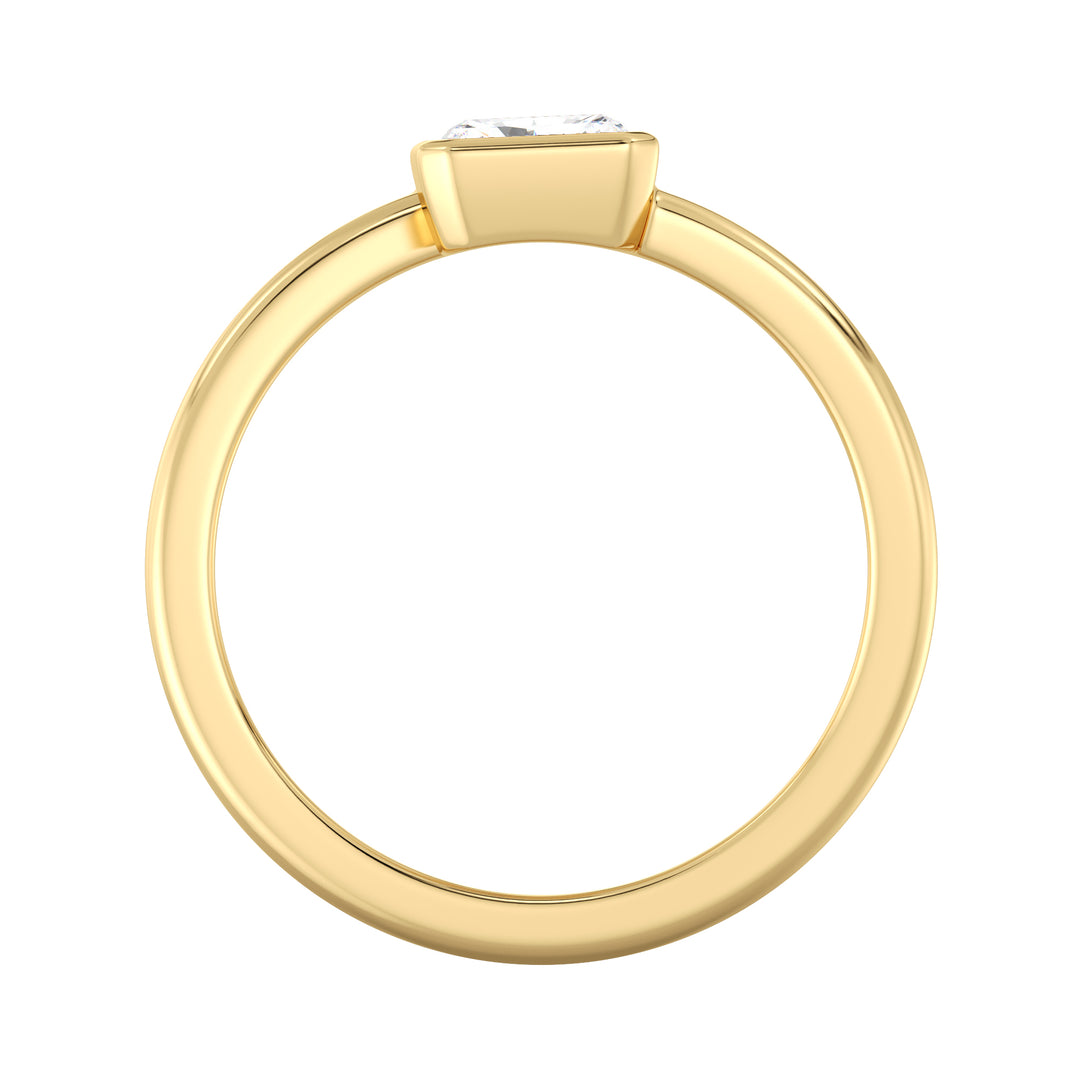 Radiant-Cut Dual Stone Lab-Grown Diamond Spiral Statement Ring in Yellow Gold with 18K Bezel Setting