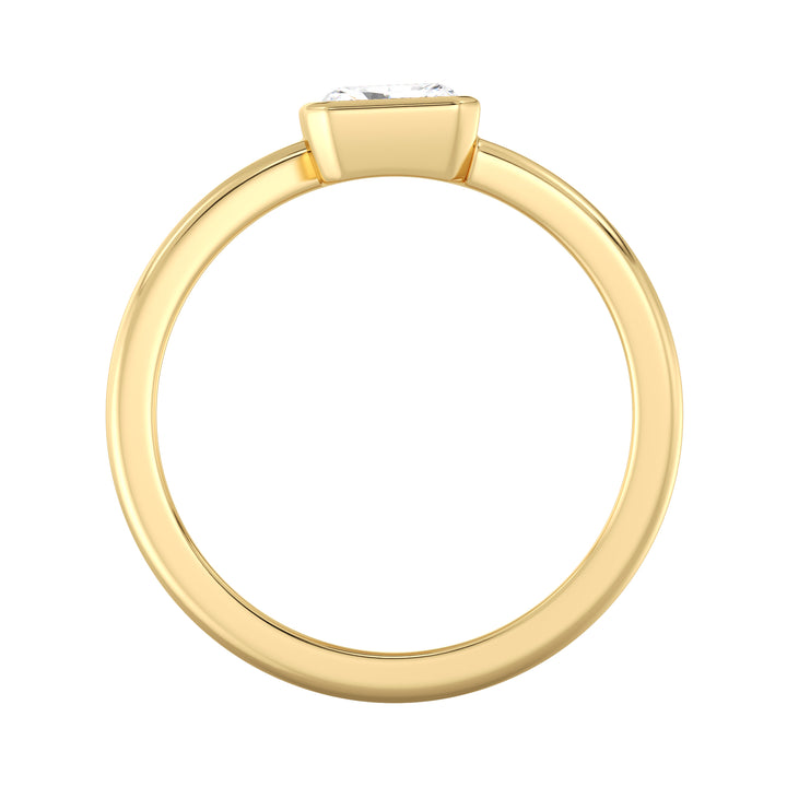 Radiant-Cut Dual Stone Lab-Grown Diamond Spiral Statement Ring in Yellow Gold with 18K Bezel Setting