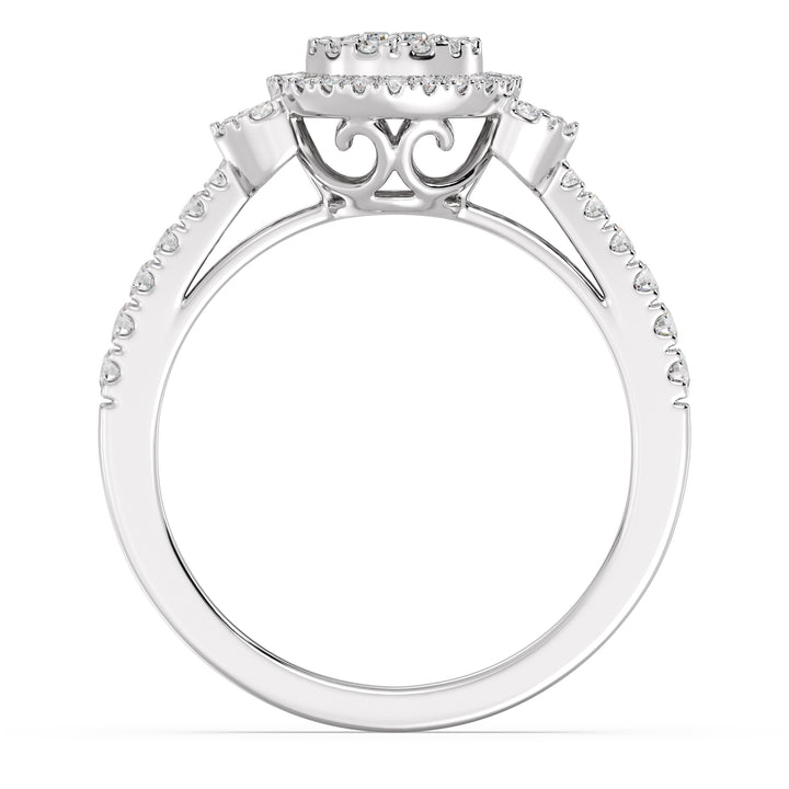 Round Cluster Halo Engagement Ring in 18K Gold with 0.54 CTTW Lab-Grown Diamonds