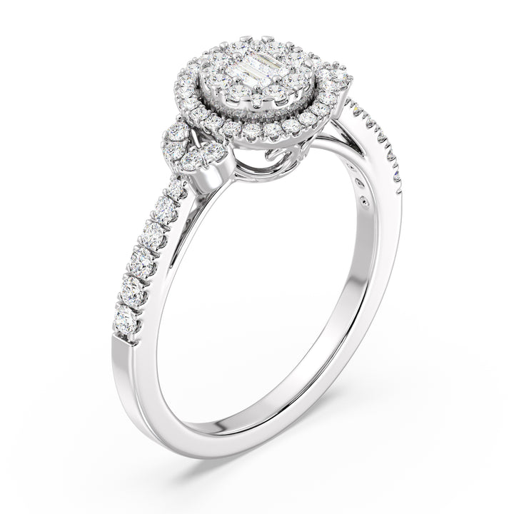 Round Cluster Halo Engagement Ring in 18K Gold with 0.54 CTTW Lab-Grown Diamonds