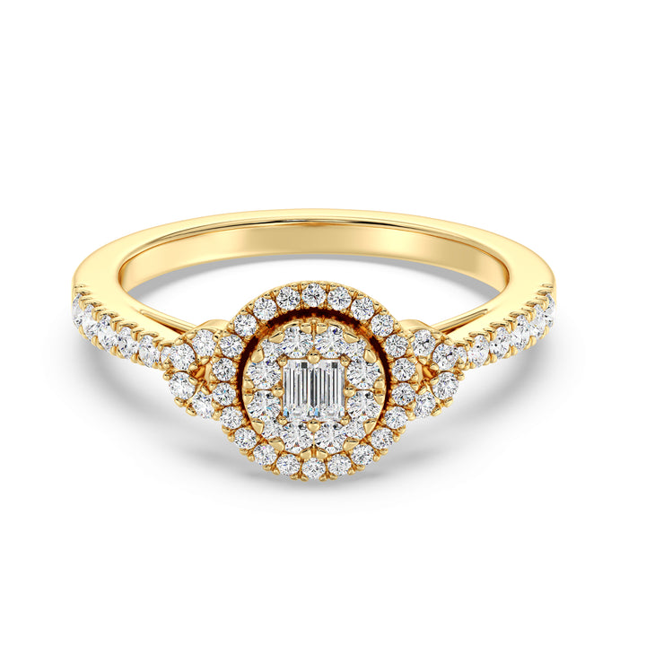 Round Cluster Halo Engagement Ring in 18K Gold with 0.54 CTTW Lab-Grown Diamonds