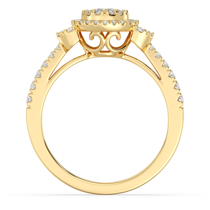 Round Cluster Halo Engagement Ring in 18K Gold with 0.54 CTTW Lab-Grown Diamonds