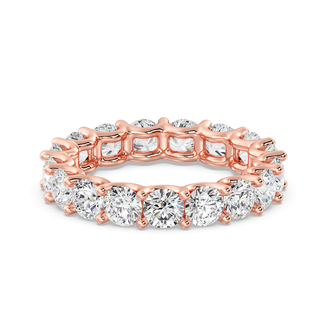 Round Lab-Grown Diamond Scallop Eternity Band Ring in 18K Rose Gold with 3.40ct EF/VS diamonds