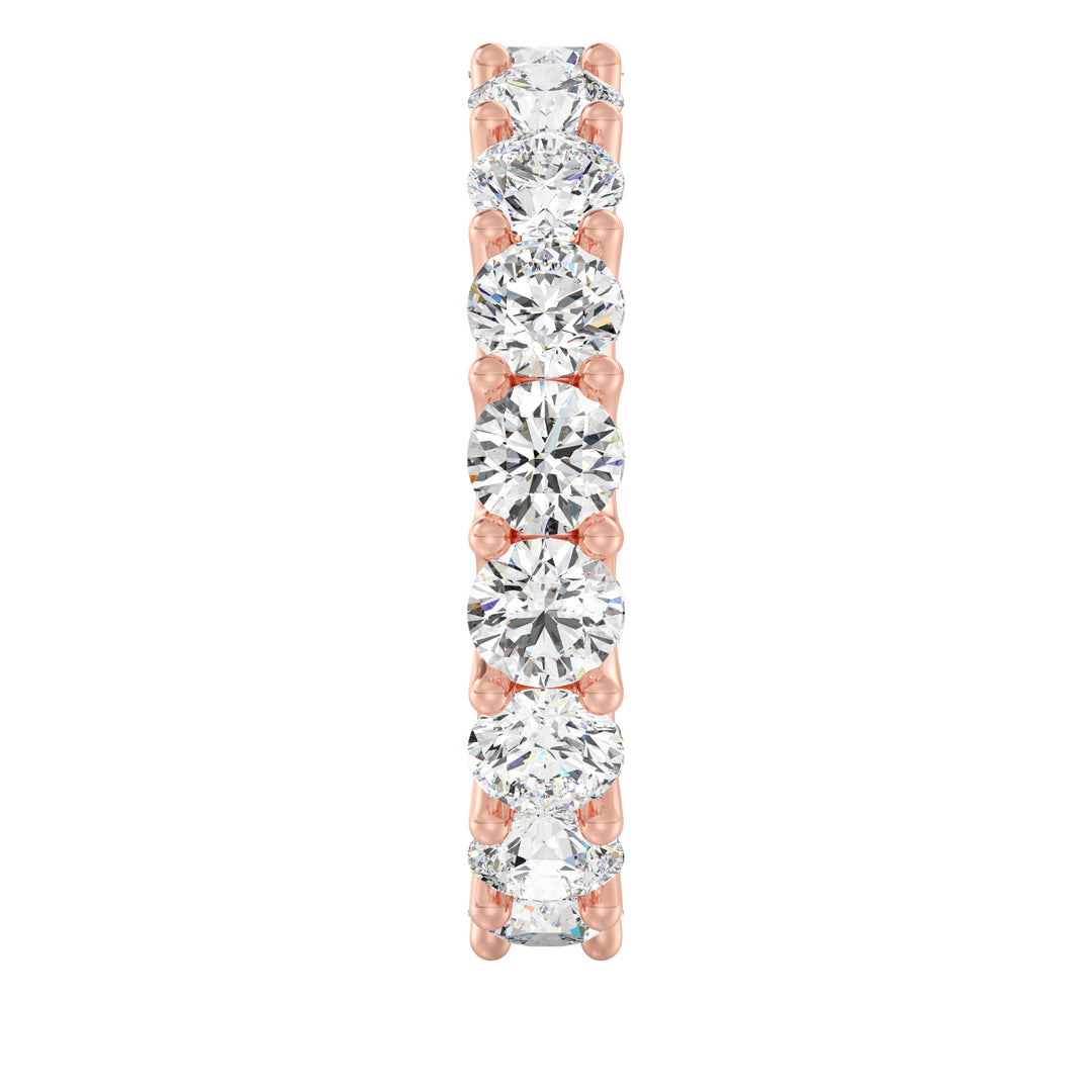 Round Lab-Grown Diamond Scallop Eternity Band Ring in 18K Rose Gold with 3.40ct EF/VS diamonds