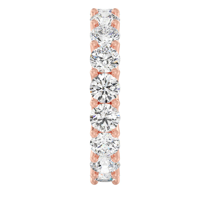 Round Lab-Grown Diamond Scallop Eternity Band Ring in 18K Rose Gold with 3.40ct EF/VS diamonds