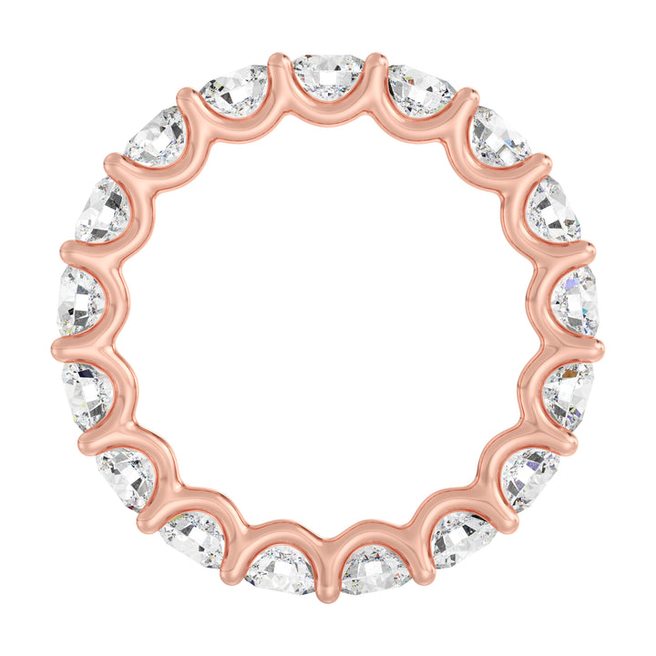 Round Lab-Grown Diamond Scallop Eternity Band Ring in 18K Rose Gold with 3.40ct EF/VS diamonds