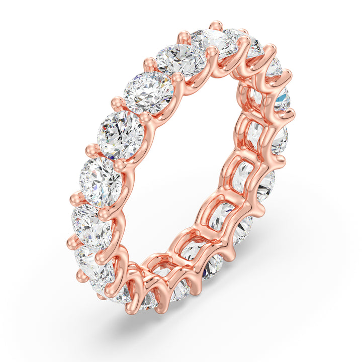 Round Lab-Grown Diamond Scallop Eternity Band Ring in 18K Rose Gold with 3.40ct EF/VS diamonds