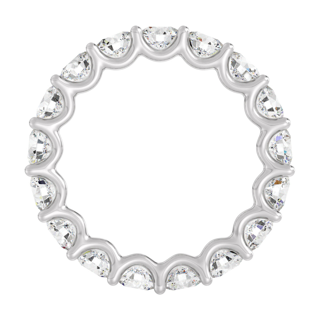 Round Lab-Grown Diamond Scallop Eternity Band Ring in 18K White Gold with 3.40ct EF/VS diamonds