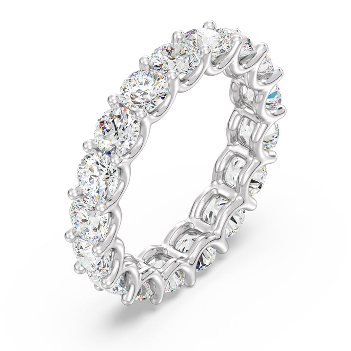 Round Lab-Grown Diamond Scallop Eternity Band Ring in 18K White Gold with 3.40ct EF/VS diamonds