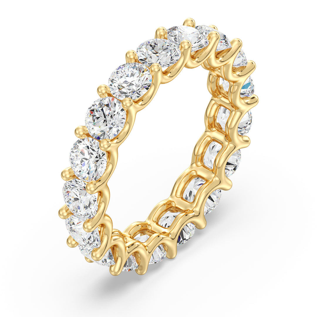 Round Lab-Grown Diamond Scallop Eternity Band Ring in 18K Yellow Gold with 3.40ct EF/VS diamonds