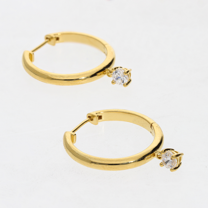 Round Topaz Hoop Earrings In Luxurious Gold Vermeil