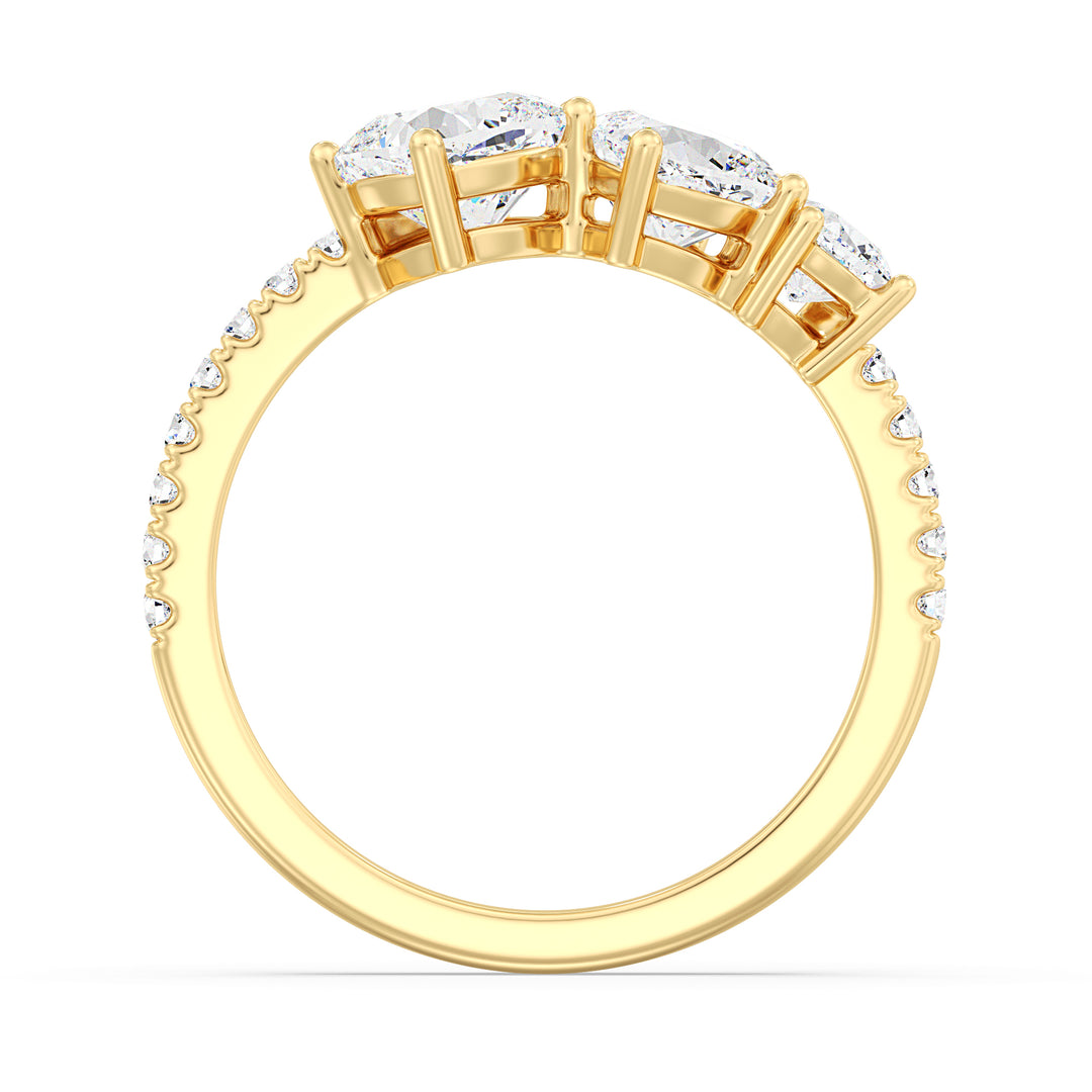 Three Stone Cushion-Cut Lab-Grown Diamond Wedding Band in 18K Gold