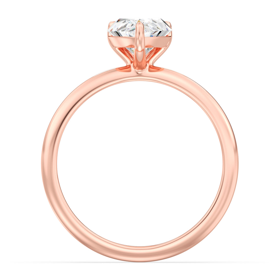 Timeless 3-Claw Pear Cut Lab-Grown Diamond Solitaire Engagement Ring in 18K Rose Gold, featuring a stunning pear-cut diamond in a classic claw prong setting