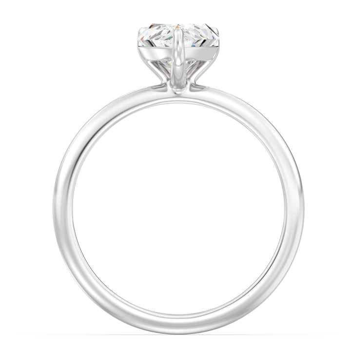 Timeless 3-Claw Pear Cut Lab-Grown Diamond Solitaire Engagement Ring in 18K White Gold, with a pear-shaped lab-grown diamond in a sleek claw prong setting