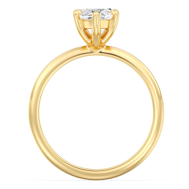 Timeless Marquise Cut Lab-Grown Diamond Solitaire Engagement Ring in 18K Yellow Gold. The stunning marquise-cut diamond is elegantly set in a 6-claw prong setting, available in carat weights from 1.00ct to 4.00ct