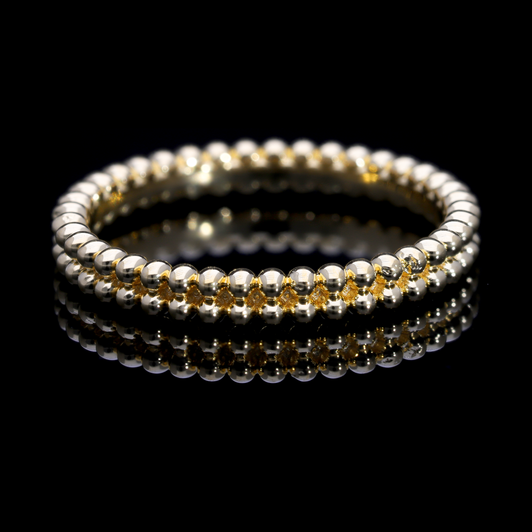 Gold Vermeil Duo Beaded Stacker Ring - Elegant Two-Tone Design