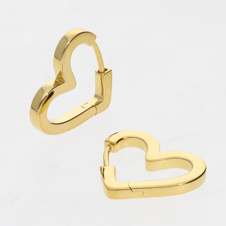 Gold Vermeil Heart Hoop Huggie Earrings