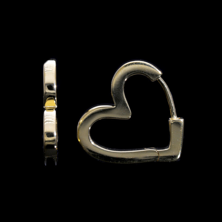 Gold Vermeil Heart Hoop Huggie Earrings