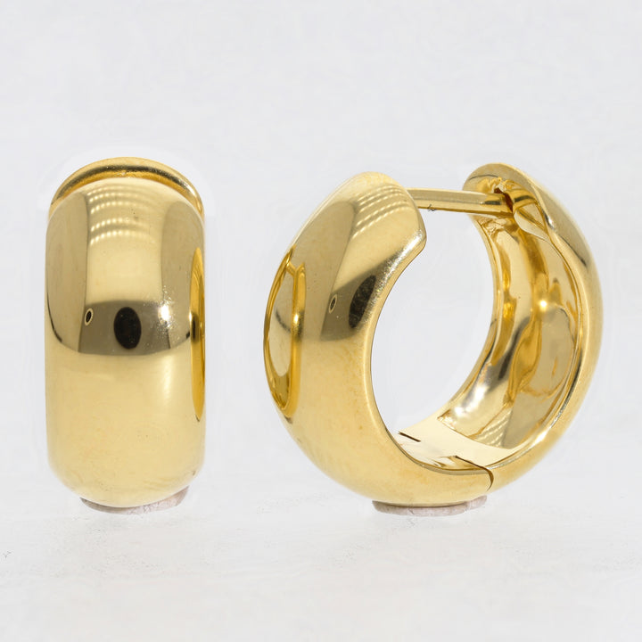 Gold Vermeil Classic Plain Wide Huggie Hoop Earrings For Women