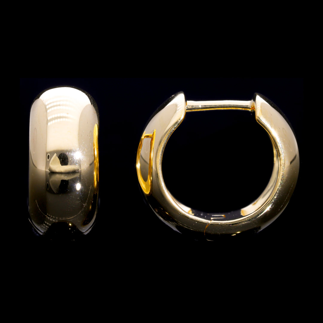 Gold Vermeil Classic Plain Wide Huggie Hoop Earrings For Women