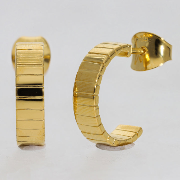 Gold Vermeil Ridged Flat Hoop Earrings